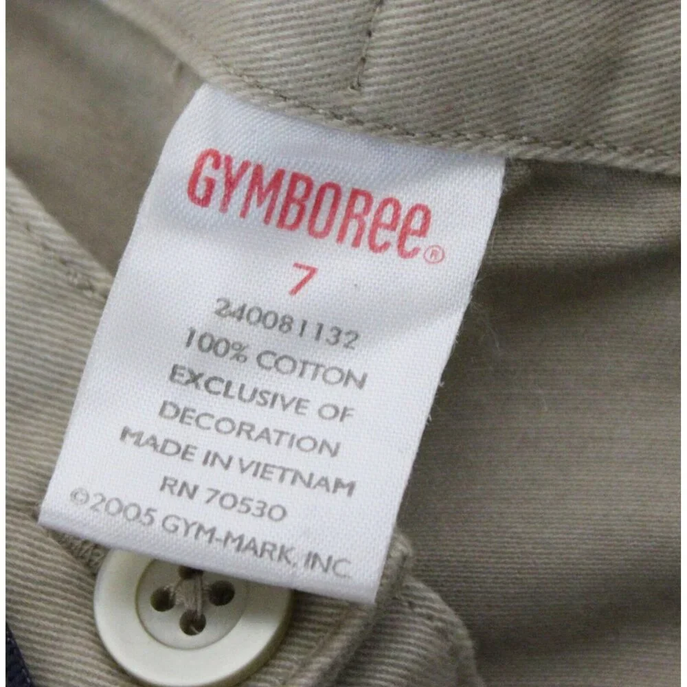 NEW 2006/05 Gymboree Prep Club Khaki Pants sz 7 Spring Turtle Ruffle Belt Embroi